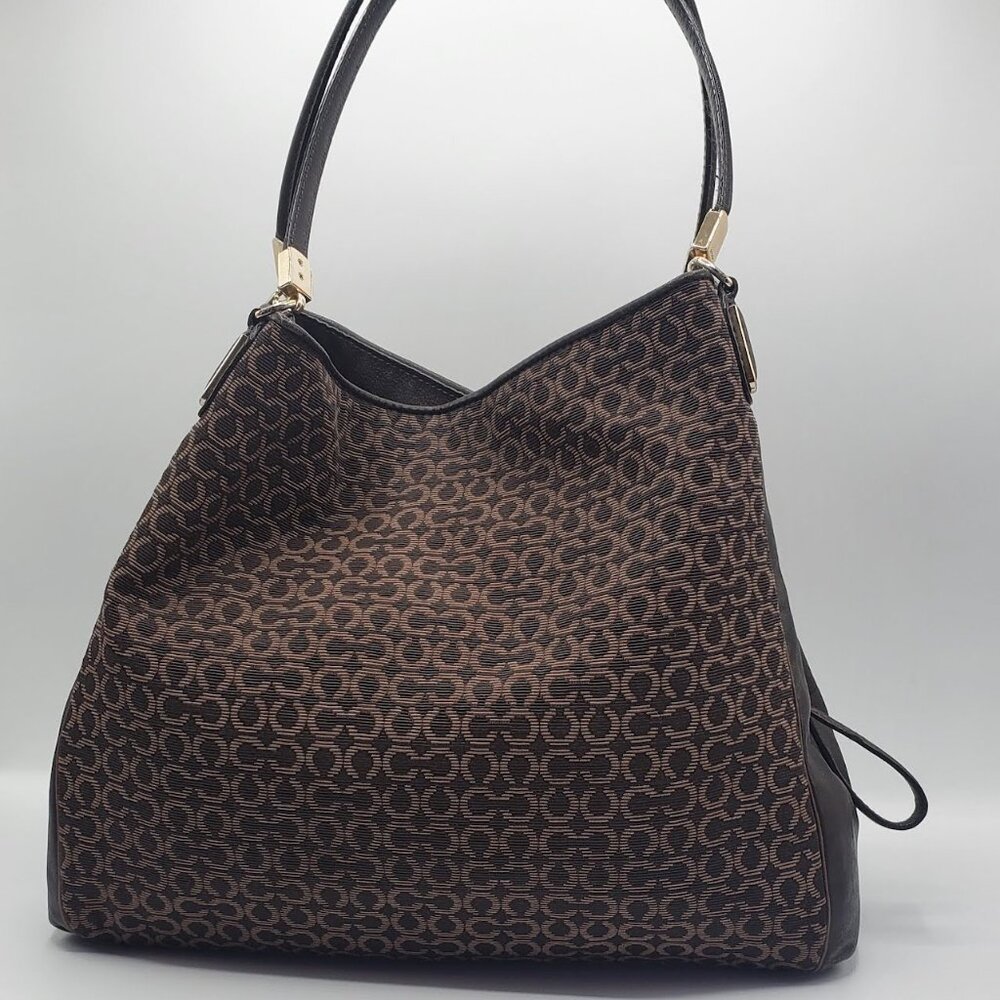 Women's Hallie Signature C fabric and Leather Shoulder Bag